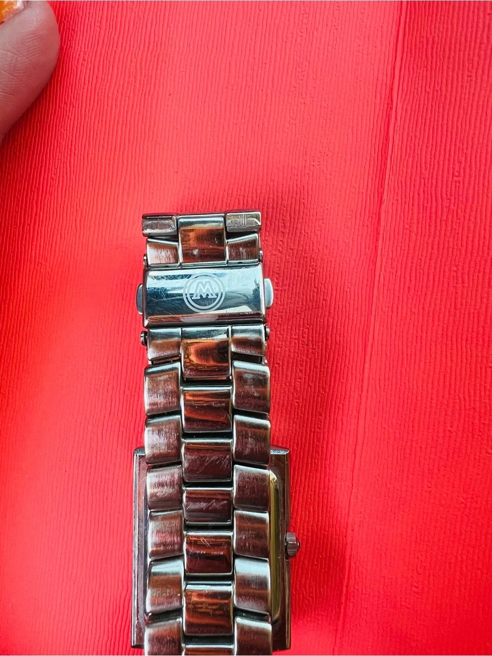Movado Eliro 21mm Silver-Tone Rectangular Watch with Sunburst Dial